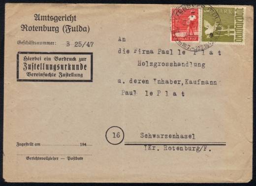 945aa a. Zustellungsurkunde 1947