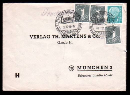 BRD MiF Nr.226xv a. DS SST Bad Kissingen - München 08.12.55!!!