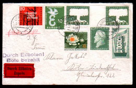 BRD Nr.294 x 2 a. Eil-Fernbrief Langenfeld - Köln