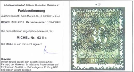 Bizone Nr. 63 II a DD **, ArGe-Befund + gepr. Schlegel BPP !!!RRR