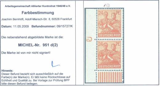 951d DZ 5 neg. BIb, Befund AreGe Bernhöft !!!RRR