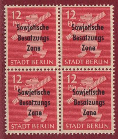 SBZ Nr. 204 A m. Aufdruckabklatsch 4er-Block