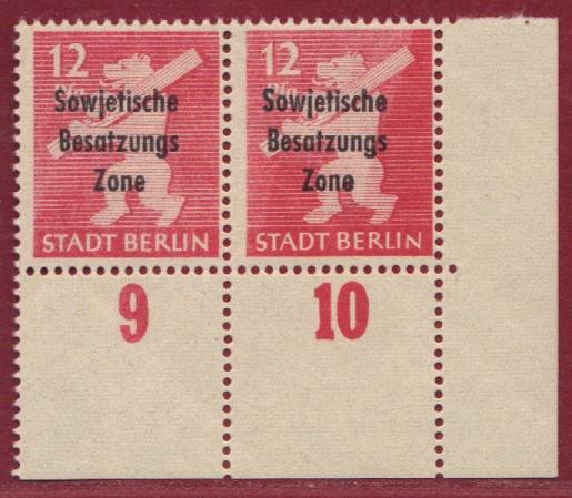 SBZ Nr. 204A wbz Eckrandpaar m. Abart, gepr. Paul BPP