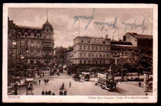 Greetings from Berlin in 1920 MeF DR 10 Pfg Germania to Minden, Kranzler, Sarotti