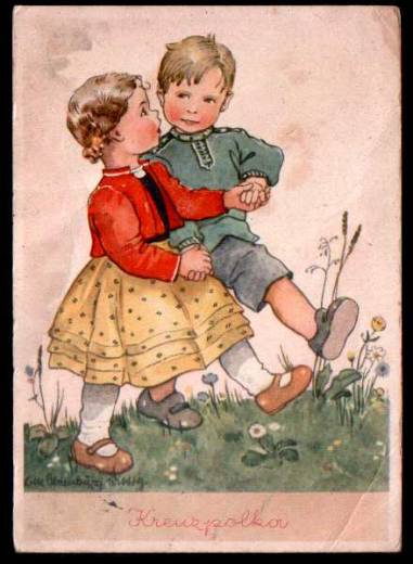 Picture postcard of children at the dance, Leipzig 1947