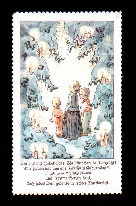 Bookmark Picture Christmas, children candlelight, ca. 1930