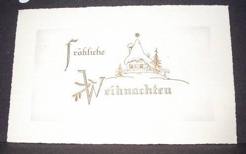 Greeting Card Christmas, gold and grey, ca.1950