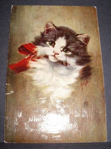 Strukturglanzkarte Katze, ca.1950