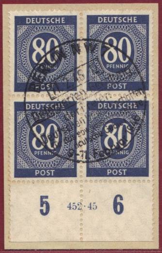 935a HAN 452.45, 4er-Block Vollstempel BERLIN 11.2.46