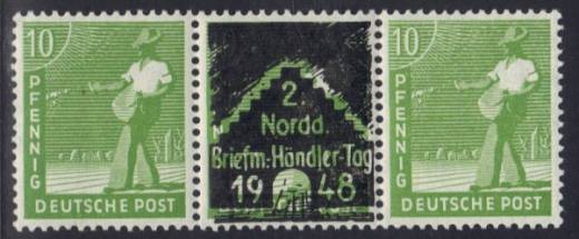 946a 3er-Zd Überdruck 2. Nordd. Briefm.-Händlertag 1948