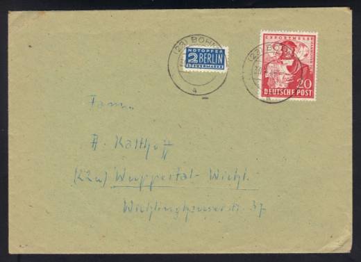 Bizone Nr. 104 EF a. Fernbrief Bohmte,Hannovermesse 1949