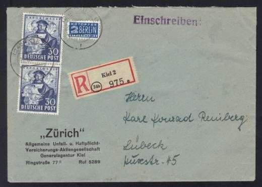 Bizone Nr. 105 MeF a. Reco-Fernbrief !, Hannovermesse 1949
