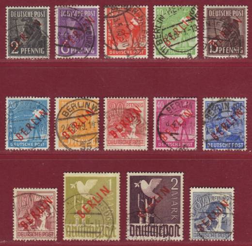 Berlin Nr. 21-34 Vollstempel gepr. Schlegel BPP, Nr. 28 mit PM5!