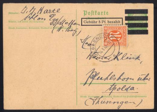 Bizone Aufbrauch DR GS P228I Antwortteil mit AM Post, Deggendorf 14.3.46