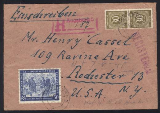 Auslands-Reco Ziffern Hameln - USA 3.5.48!