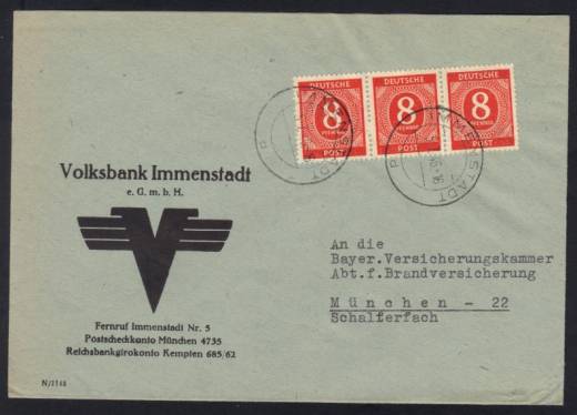 MeF Nr.917 (3) auf Firmenfernbrief (VR-Bank) 1.GS  / Immenstadt 5.7.46