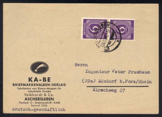 MeF Nr.916 (2) auf Fernpostkarte / Aschersleben 30.10.46