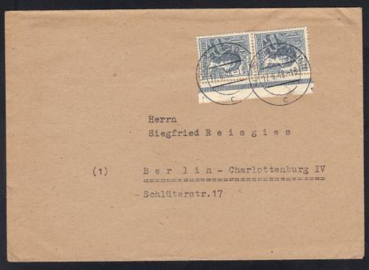 MeF Nr.947 (2) P SR auf Fernbrief 1.GS / Krefeld 17.6.48