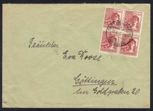 MeF Nr.956a (4) auf Fernbrief 1.GS 10-fach West / Landpostst. Großburgwedel ü. Hannover 22.6.48