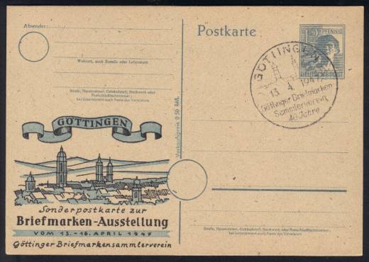 GS P962 PF I + ZD, Göttingen, Briefmarkenausstellung 1947