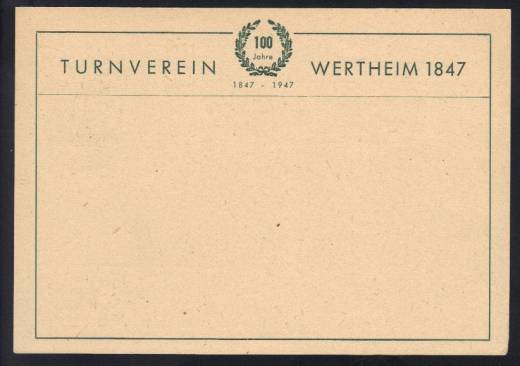 GS P962 + ZD, Wertheim, Turnverein 1847-1947