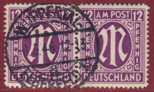 Bizone Paar Nr. 15a Az gepr. BPP Vollstempel WUPPERTAL
