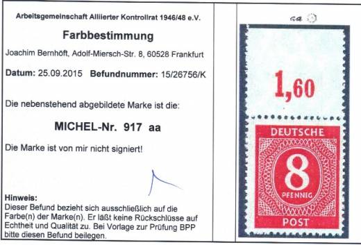 917aa P OR dgz mit Ruffzähnung, Befund ArGe!!!