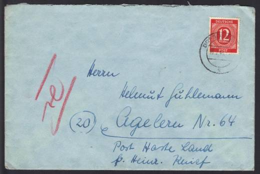 Frühverwendung: Fernbrief mit EF Nr. 919a, DRESDEN - LENGLERN/Harste-Land 16.02.46