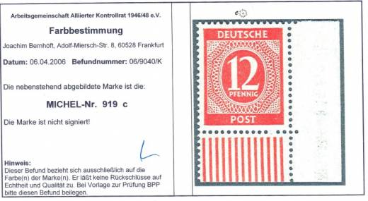 919c W EUR, Befund ArGe