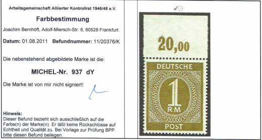 937d Y P OR 20,oo, ArGe Befund