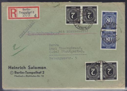 Reco-Rück-Persönlich 1. GS., BERLIN 20.4.47!!!RRR