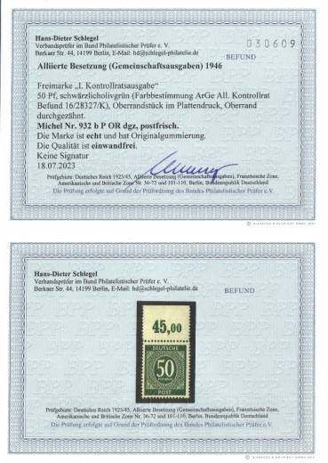 932b P OR dgz, Befund Schlegel BPP Rarität!!!