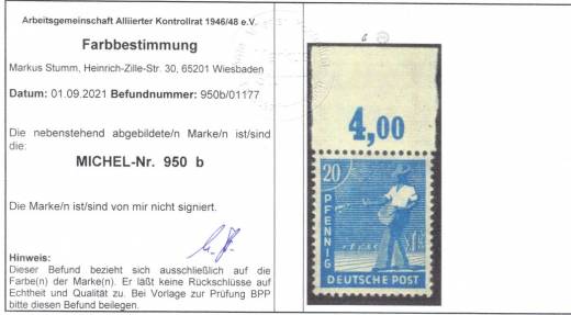 950b P OR, Befund ArGe Stumm