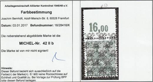 Bizone Nr. 42 II b P OR dgz **, Befund ArGe!!!RRR