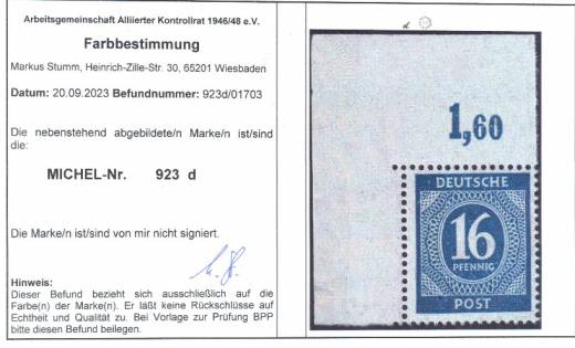 923d P EOR, Befund ArGe Bernhöft