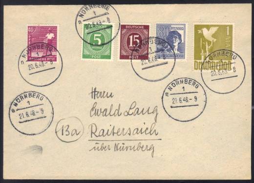 921b auf Währungsreformbrief Nürnberg 20.6.48 - Raitersaich