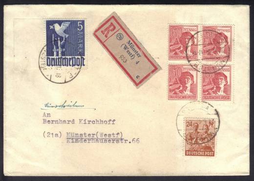 962a 4er-Block Vollstempel SST KREFELD 25.4.48, gepr. BPP !!!RRR