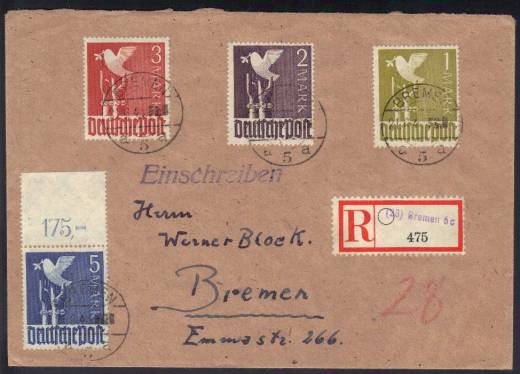 962a 4er-Block Vollstempel SST KREFELD 25.4.48, gepr. BPP !!!RRR