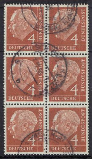 BRD Nr. 178 6er-Block Vollstempel!