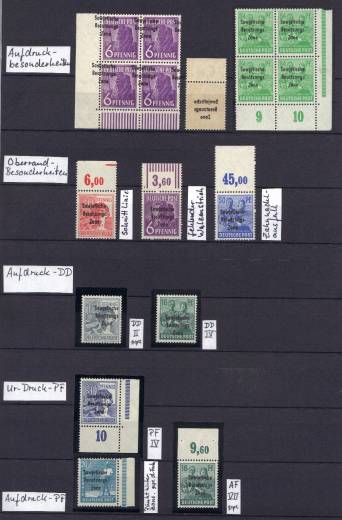 SBZ Nr. 182-197 ** Sammlung  PF + Abarten