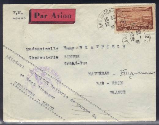 Luftpost-Brief 1936 franz. Fremdenlegion Marrakesch (Marokko) - Hagenau (Frankreich)!!!RRR