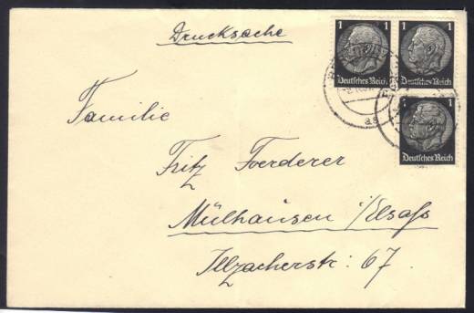 DR Drucksache MeF 1 Pfg. Hindenburg Berlin - Mülhausen 09.08.37