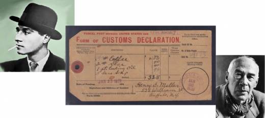 Social Philately: Writer Henry Miller 1920 foreign packagecard vto Germany 