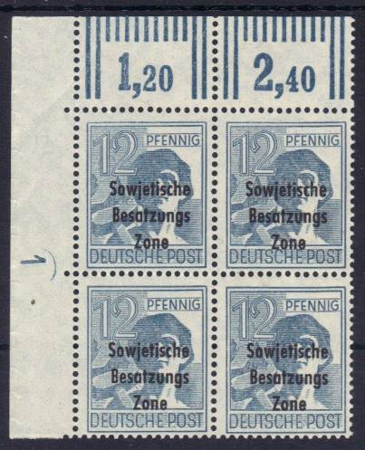 SBZ Nr. 186 DZ 1 positiv im 4er W EOL
