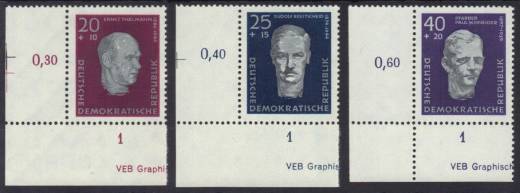 DDR Nr. 606-608 EUL mit DV + Passerkreuze