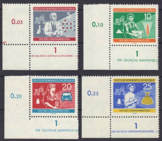 DDR Nr. 800-803 EUL mit DV + Steuerstrich