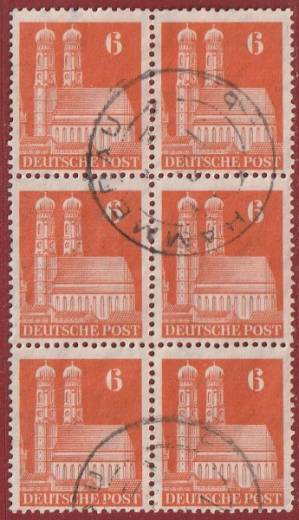 Bizone Nr. 77 eg 6er-Block mit Vollstempel HAMMERAU!!! RRR