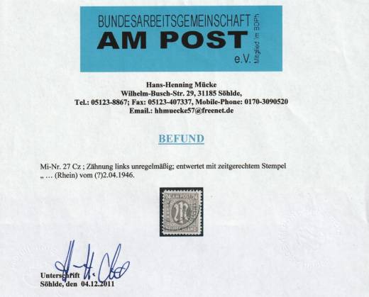 Bizone Nr. 27 Cz, ArGe Befund Mücke