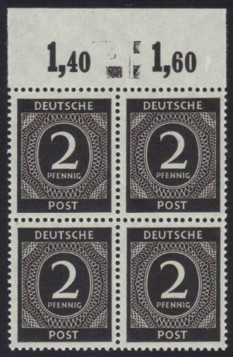 912a 4er P OR mitgedruckte Plattenteile!!!RRR