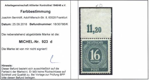 923d P OR, Befund ArGe Bernhöft